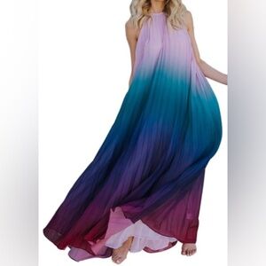 Akira Rainbow Ombre Medium Bella Maxi Dress Resort Mermaid M princess costume